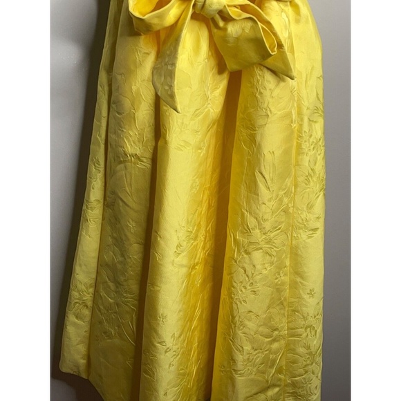 ML Monique Lhuillier Yellow Floral Jacquard A-Line Midi Dress - Picture 2 of 5